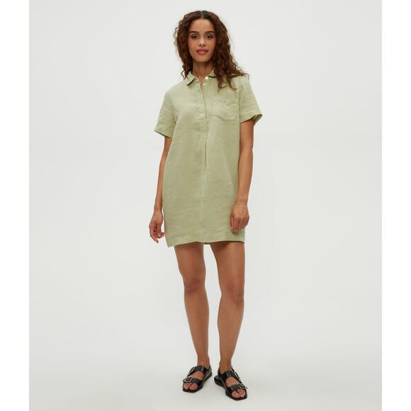 Michael Stars Ola Utility Woven Linen Dress In Sea crest Size M NWT $188 - Picture 1 of 9